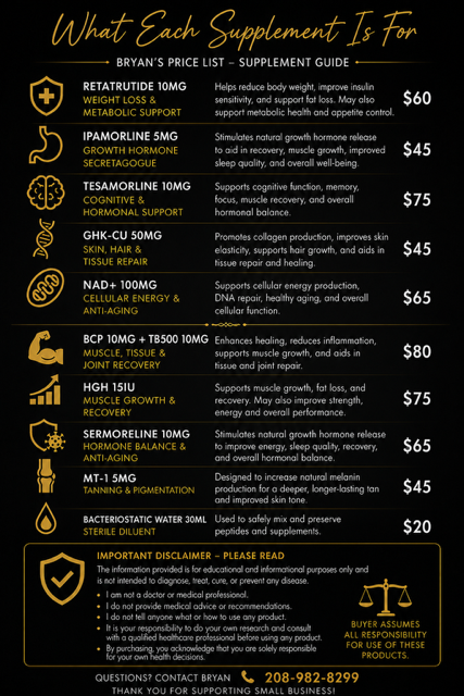 Optima Peptide Lab Supplement Guide & Price List