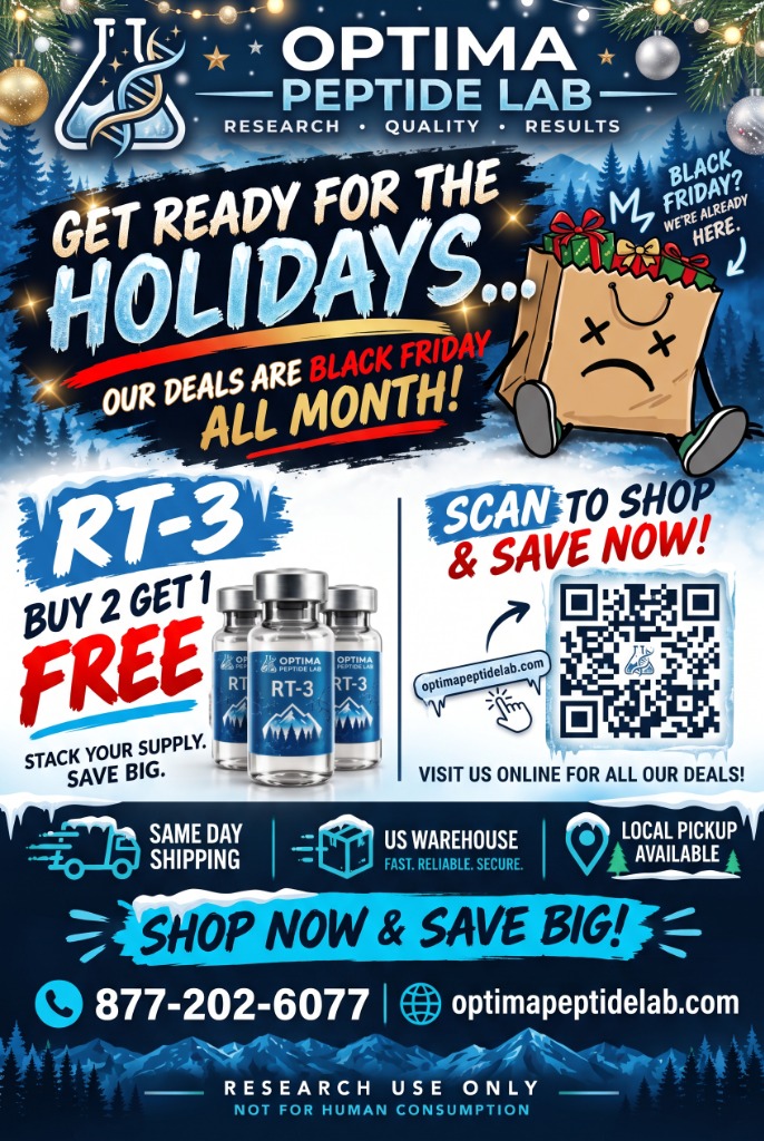 Optima Peptide Lab RT-3 Holiday Black Friday Special - Buy 2 Get 1 FREE (3 Bottles for $130)