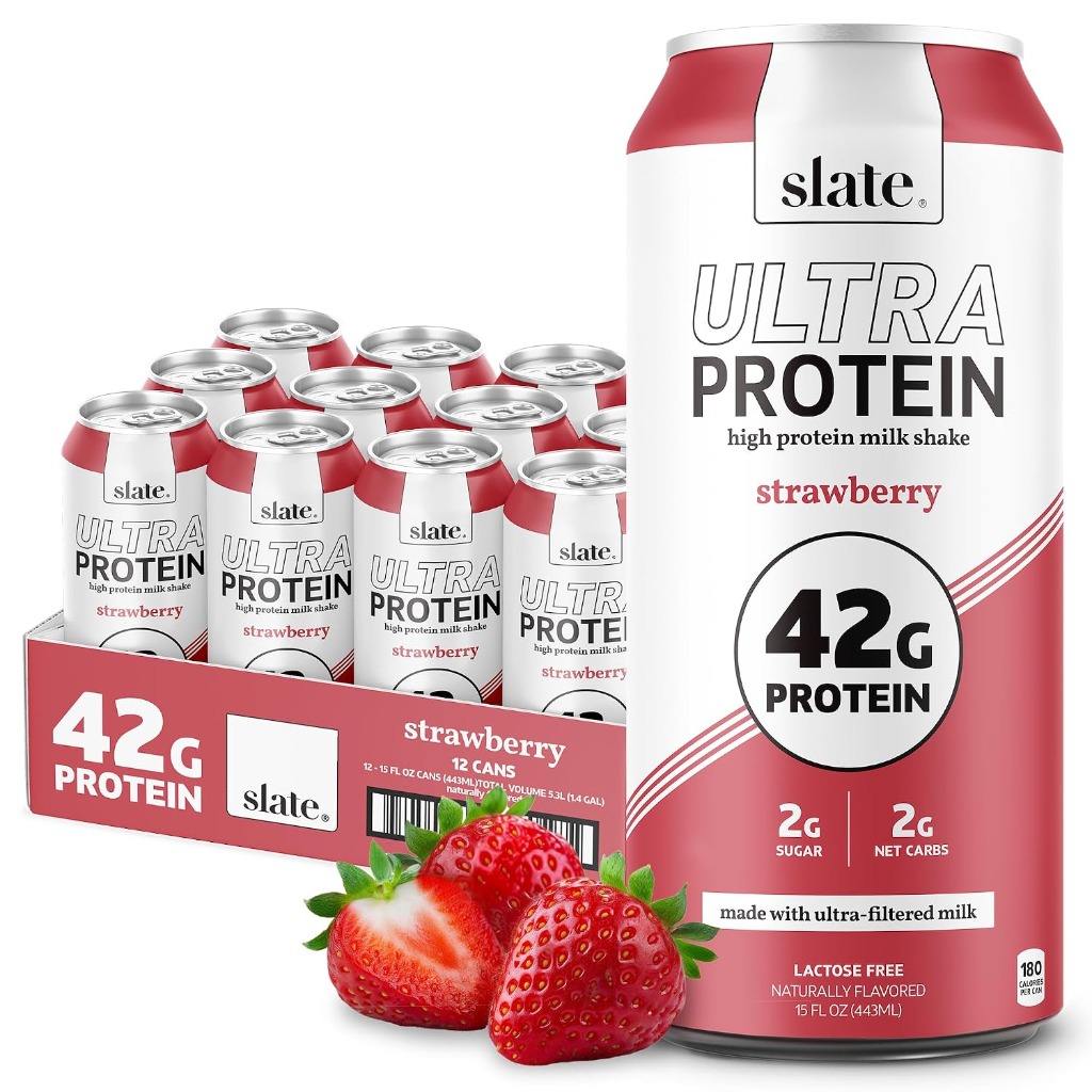 Slate Milk Ultra-Filtered Protein Shake (Salted Caramel, Strawberry, Chocolate, Vanilla)
